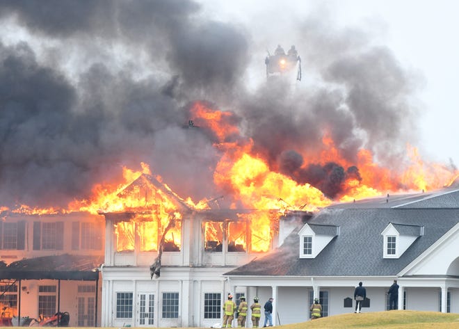 Fire at the main building of Oakland Hills Country Club in Bloomfield Township, Michigan on February 17, 2022.